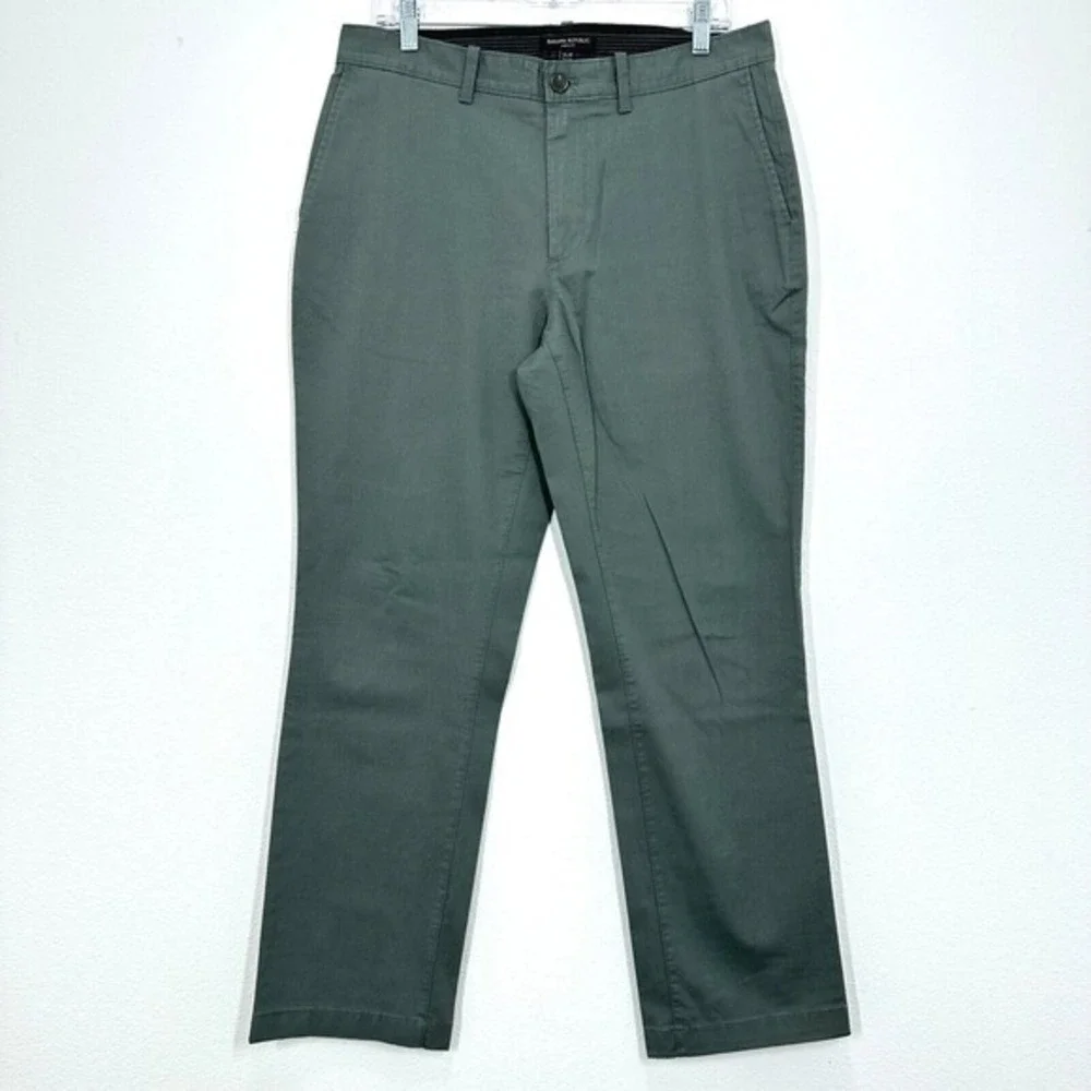 Banana‎ Republic Size 33 Men's Aiden Fit Dress Pants Khaki Green Casual Career